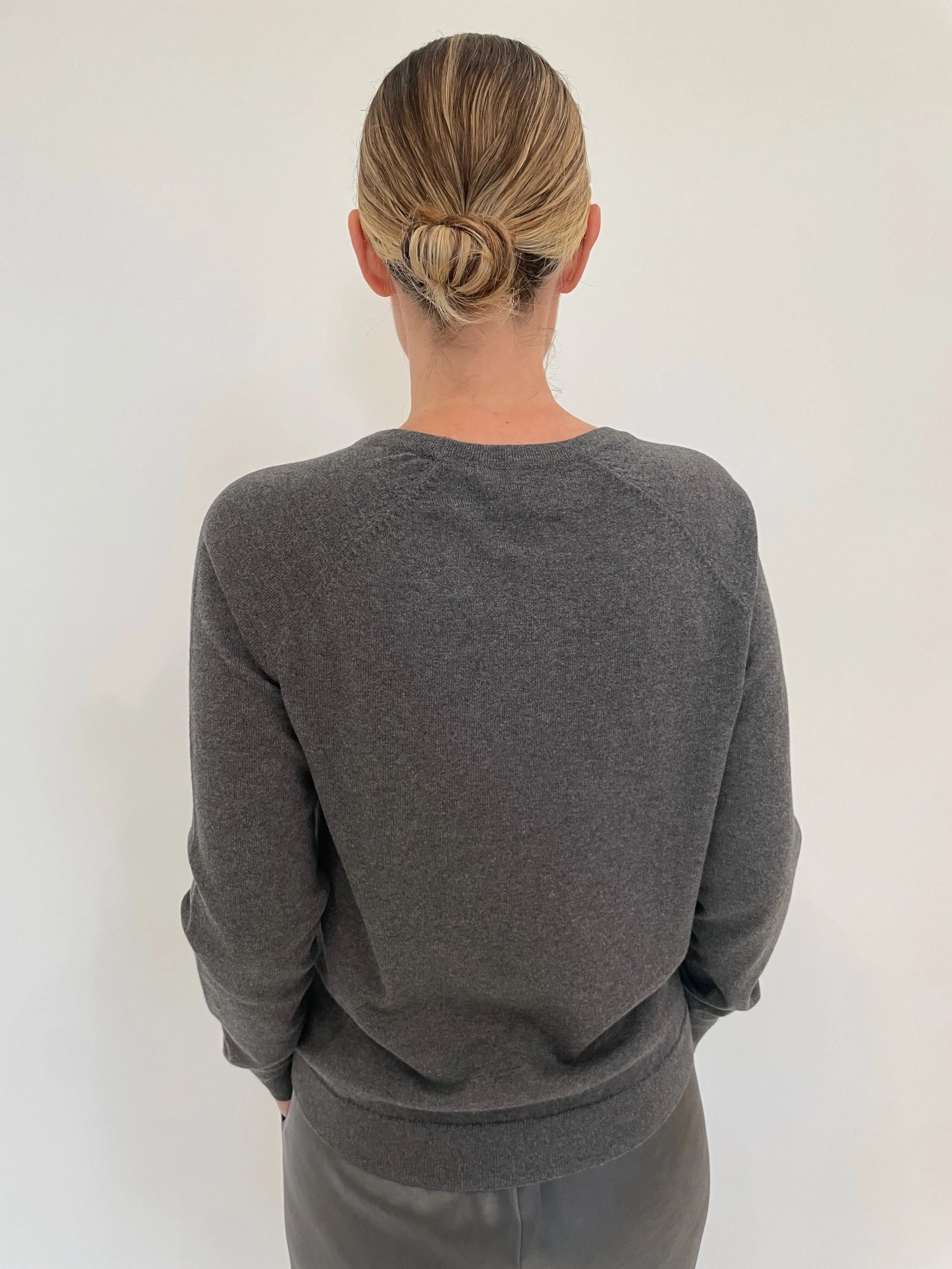 Jette Satin Pocket Sweatshirt - Gunmetal