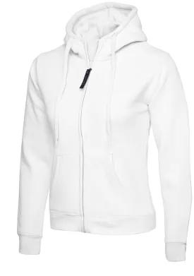 Ladies Classic Full Zip Hooded Sweatshirt | White