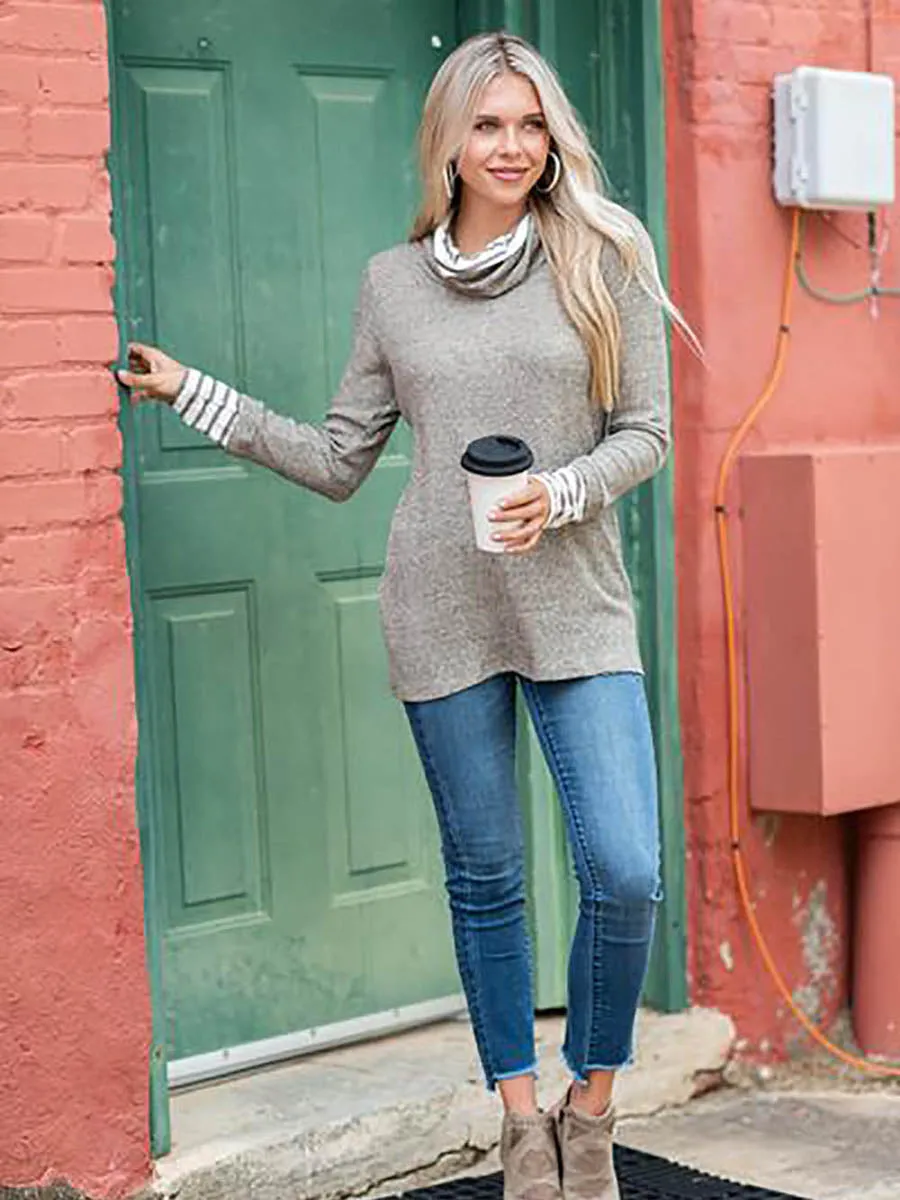 Long Sleeve Plain Casual Crew Neck Sweater
