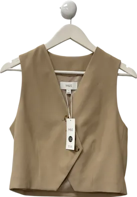 M&S Beige Tailored Asymmetric Waistcoat UK 10