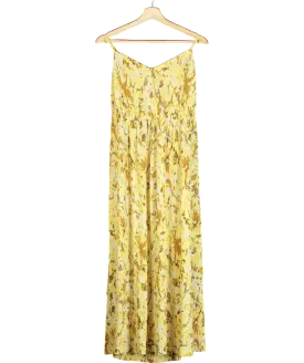 MANGO Yellow Cross-back Textured Dress UK XL