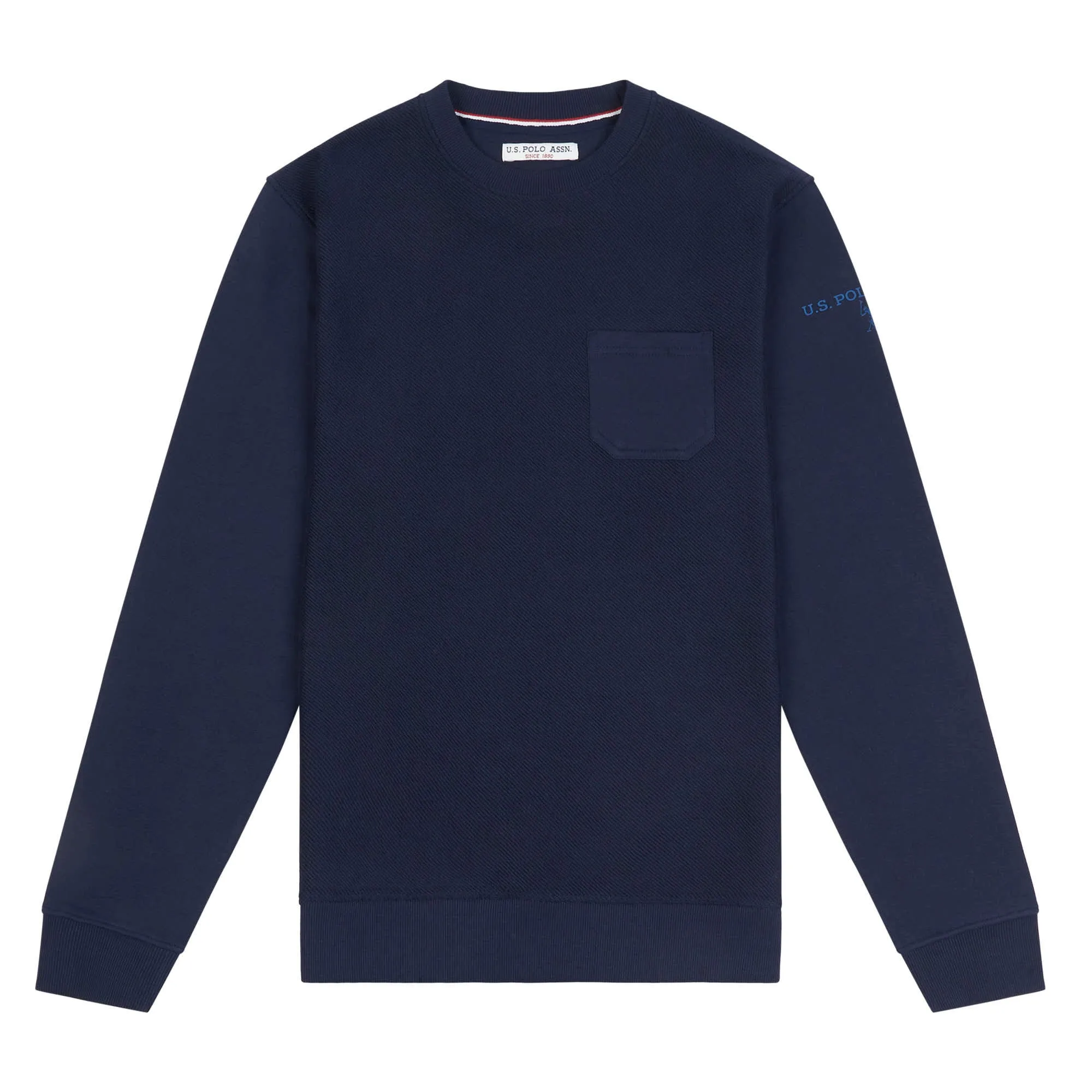 Mens Twill Crew Neck Sweatshirt in Navy Blue