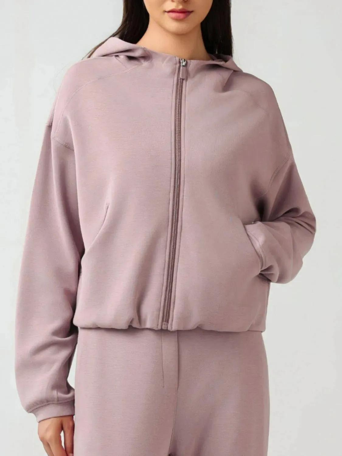 Millennia Zip Up Dropped Shouder Active Hooded