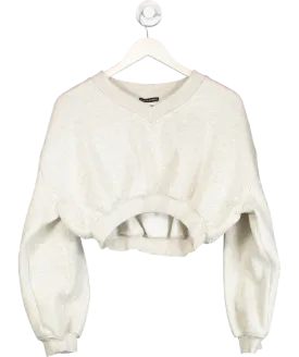 Noughts & Kisses Grey Marl Cropped Sweatshirt UK S
