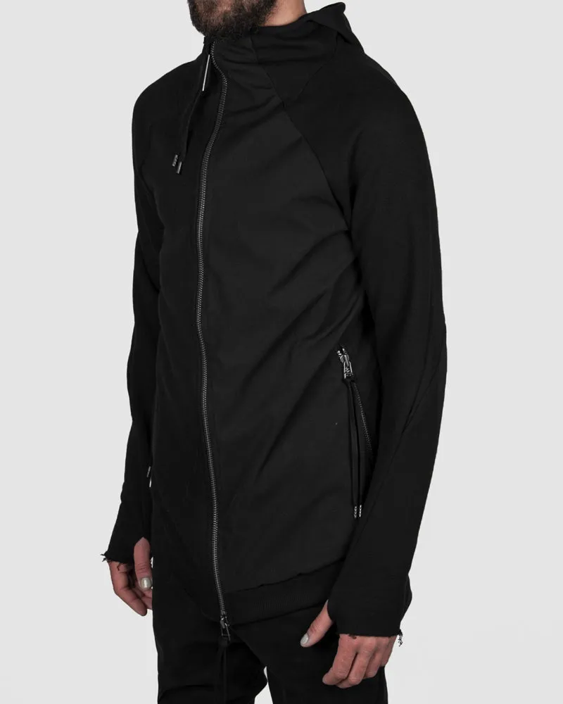 Paneled zip up hooded sweatshirt