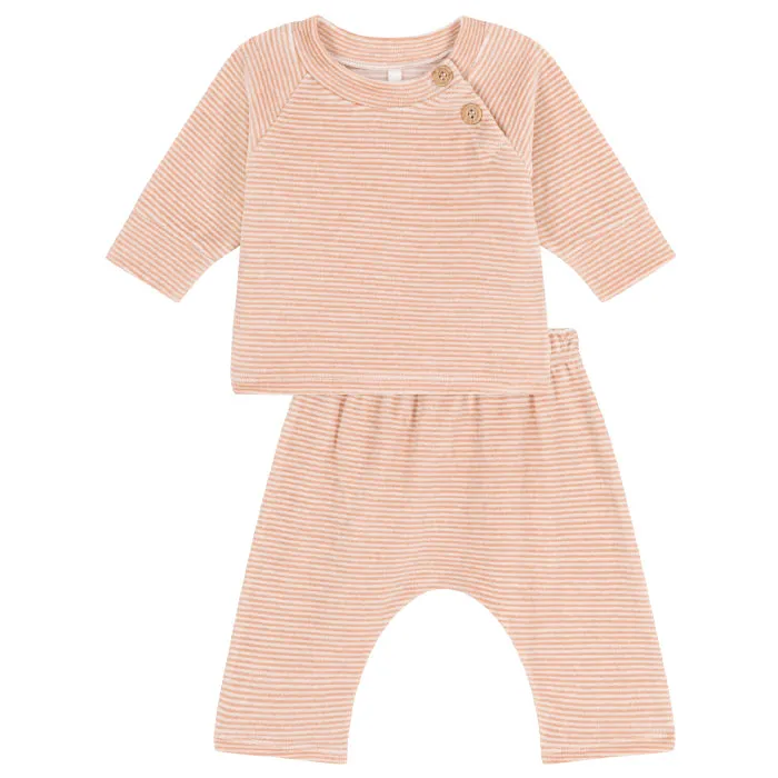Petit Bateau Baby Two Piece Set Vintage Pink Stripes