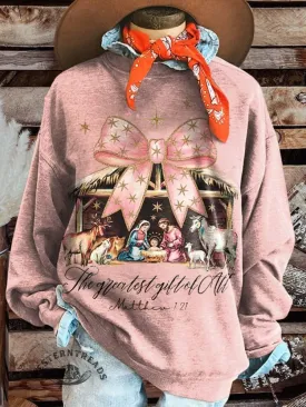 Pink Christmas Printed Casual Top