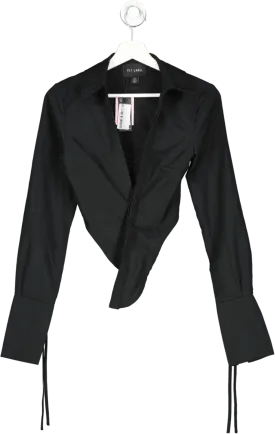 PrettyLittleThing Black Asymmetric Hem Shirt UK 4
