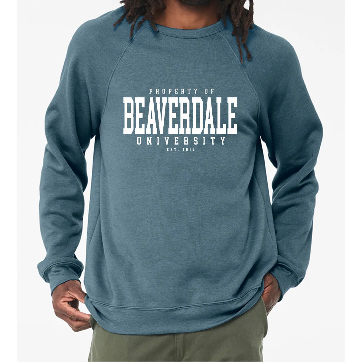 "Property of Beaverdale University" - Unisex Sponge Fleece Crewneck Sweatshirt
