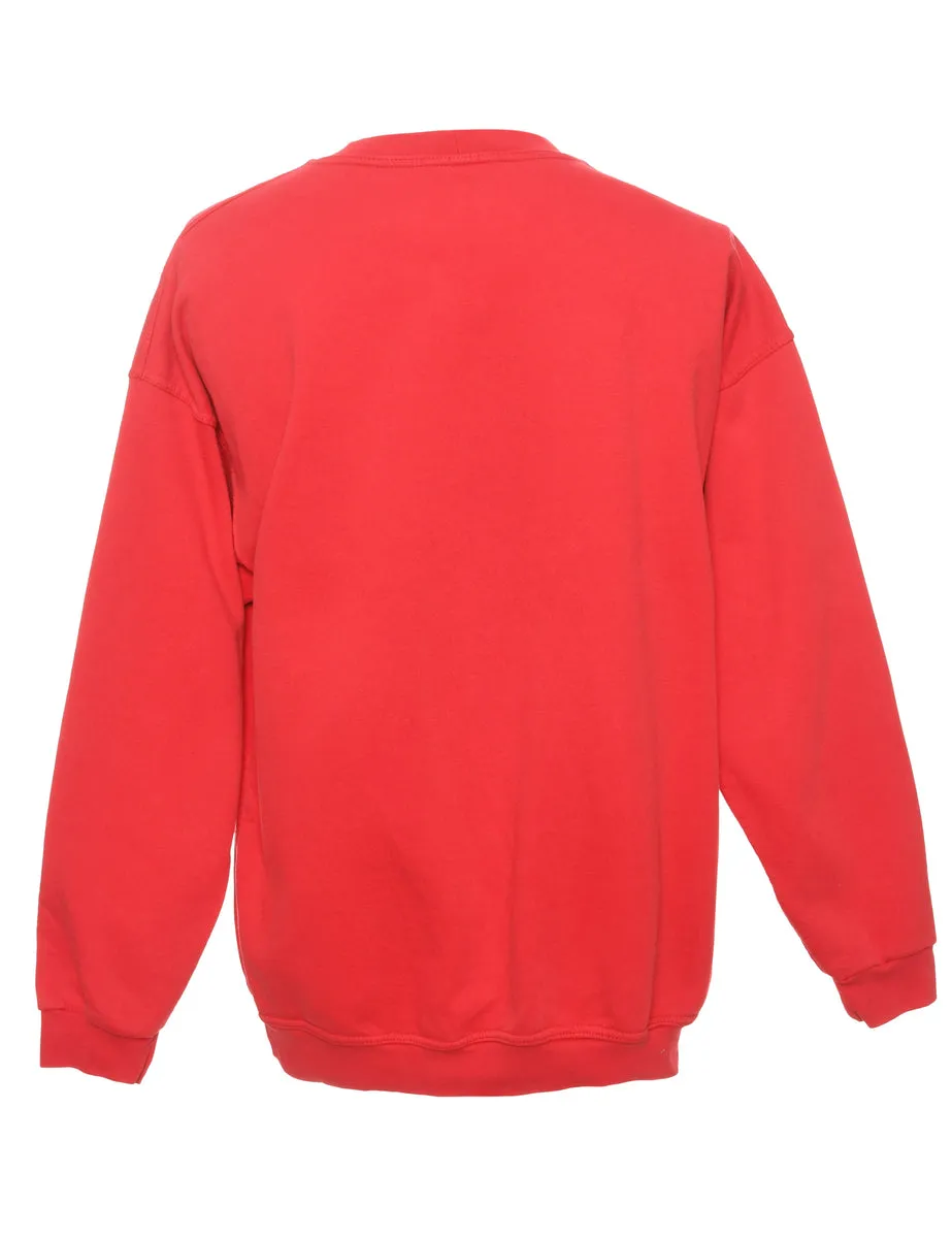 Red Printed Sweatshirt - M