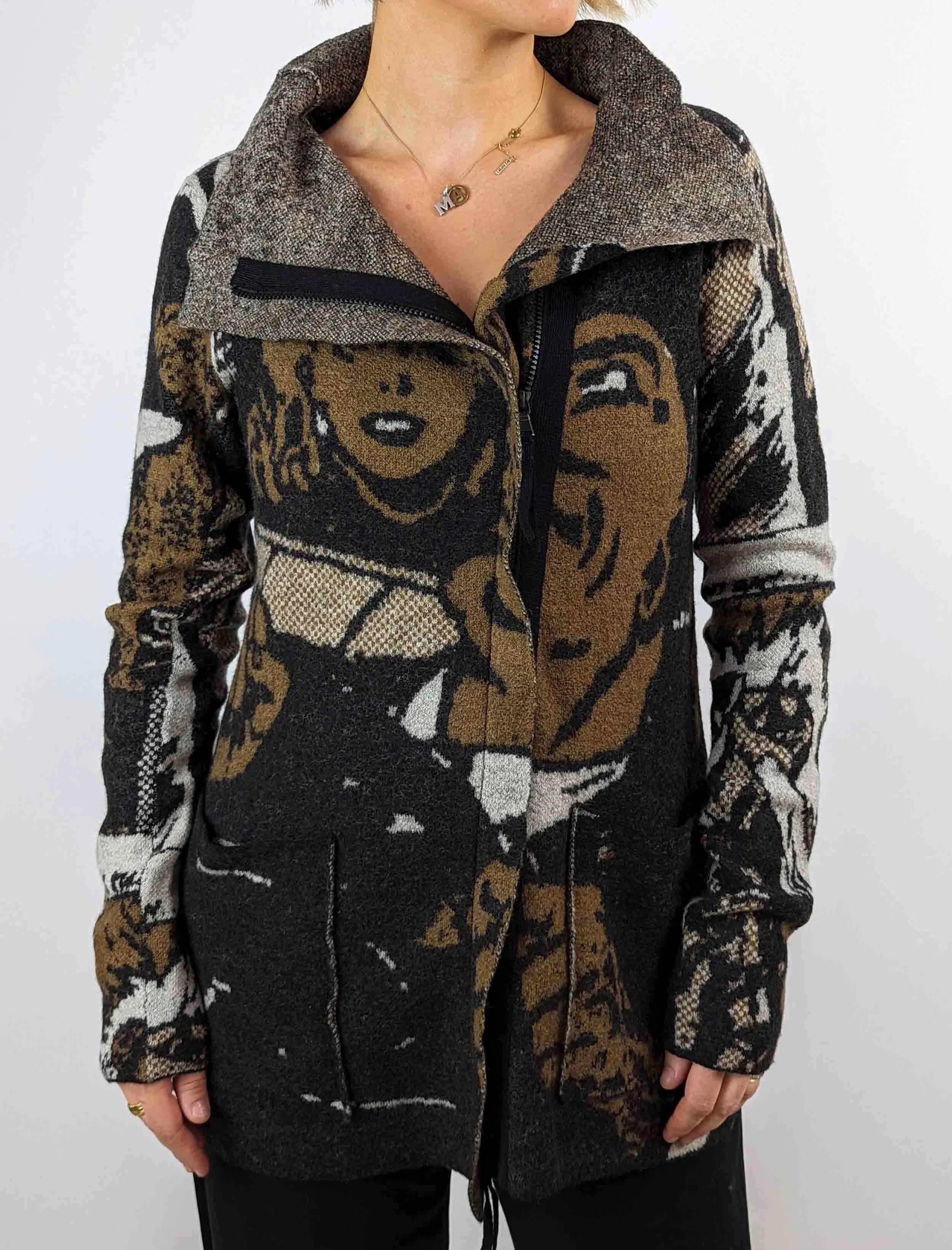 Rundholz 3387105 Long Zip Cardigan - BRONZE JACQUARD