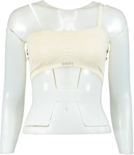 SEFI Whipped Cream Waffle Asymmetric Bandeau Bra UK M