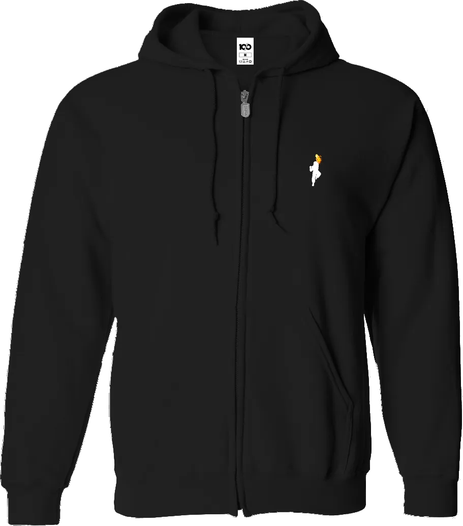 STREET FIGHTER - 'Ken Shoryuken' Embroidered Full-Zip Hoodie - Black