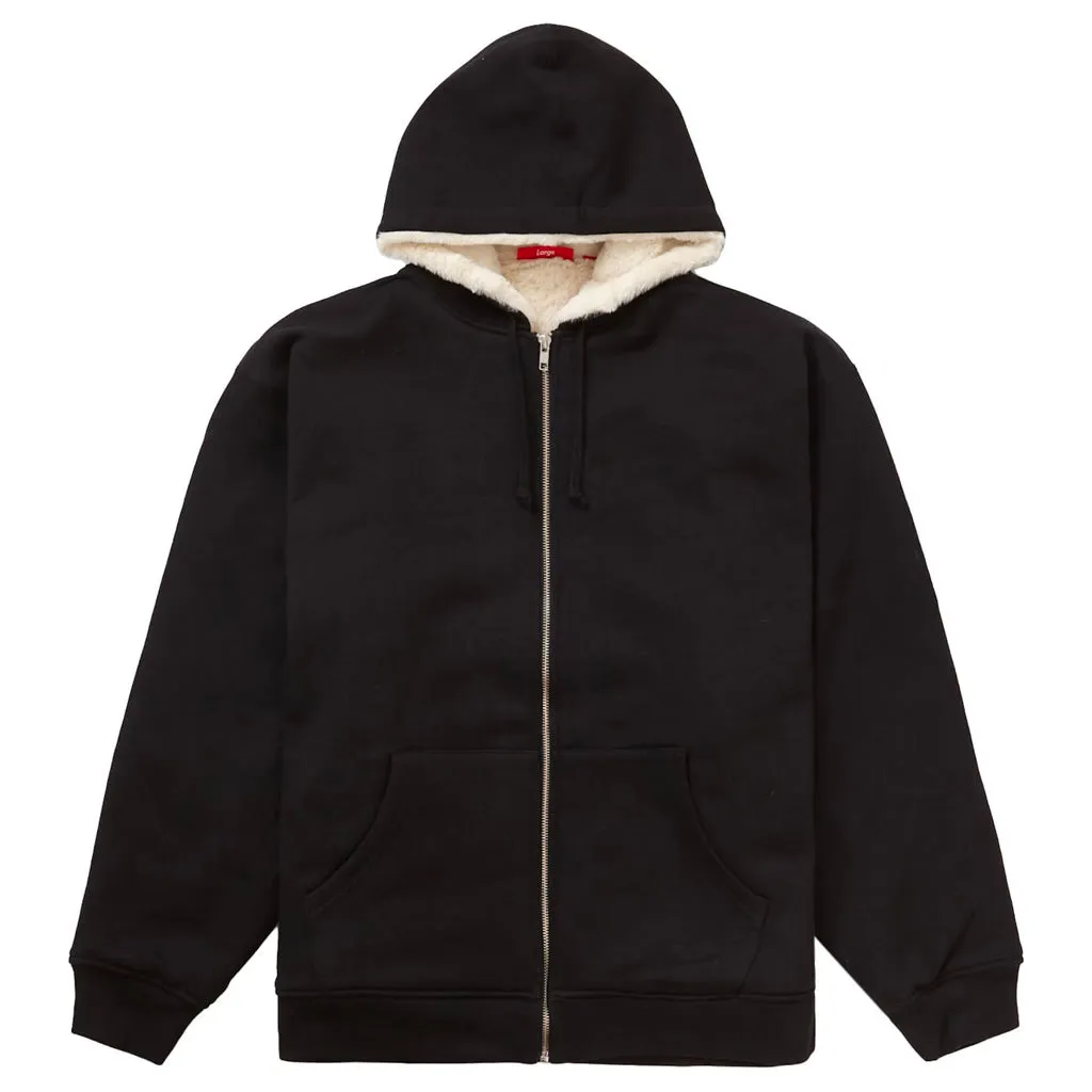 Supreme Faux Fur Lined Black Zip Up Hooded Sweatshirt