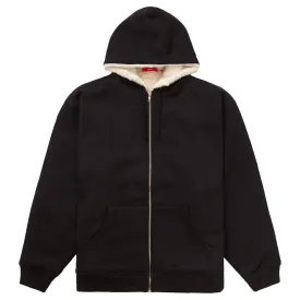 Supreme Faux Fur Lined Black Zip Up Hooded Sweatshirt