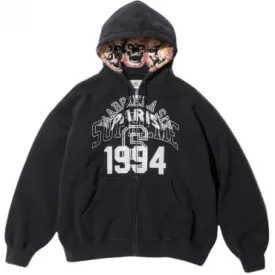 SUPREME/MM6 MAISON MARGIELA ZIP UP HOODED SWEATSHIRT BLACK