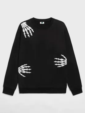SXV  'Hand Skeleton 3’ Printed Cool Aesthetic Drop Shoulder Oversized Sweatshirt