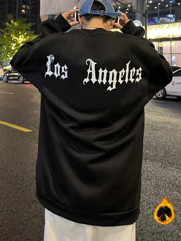 SXV  'Los Angeles’ Printed Cool Aesthetic Drop Shoulder Oversized Sweatshirt