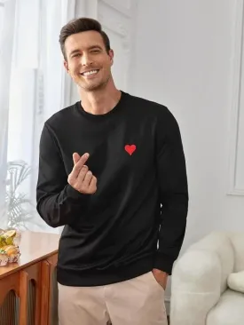 SXV  'Red Little Heart’ Printed Cool Aesthetic Drop Shoulder Oversized Sweatshirt