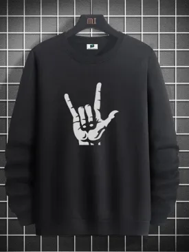 SXV  'Reflective Yo hand’ Printed Cool Aesthetic Drop Shoulder Oversized Sweatshirt