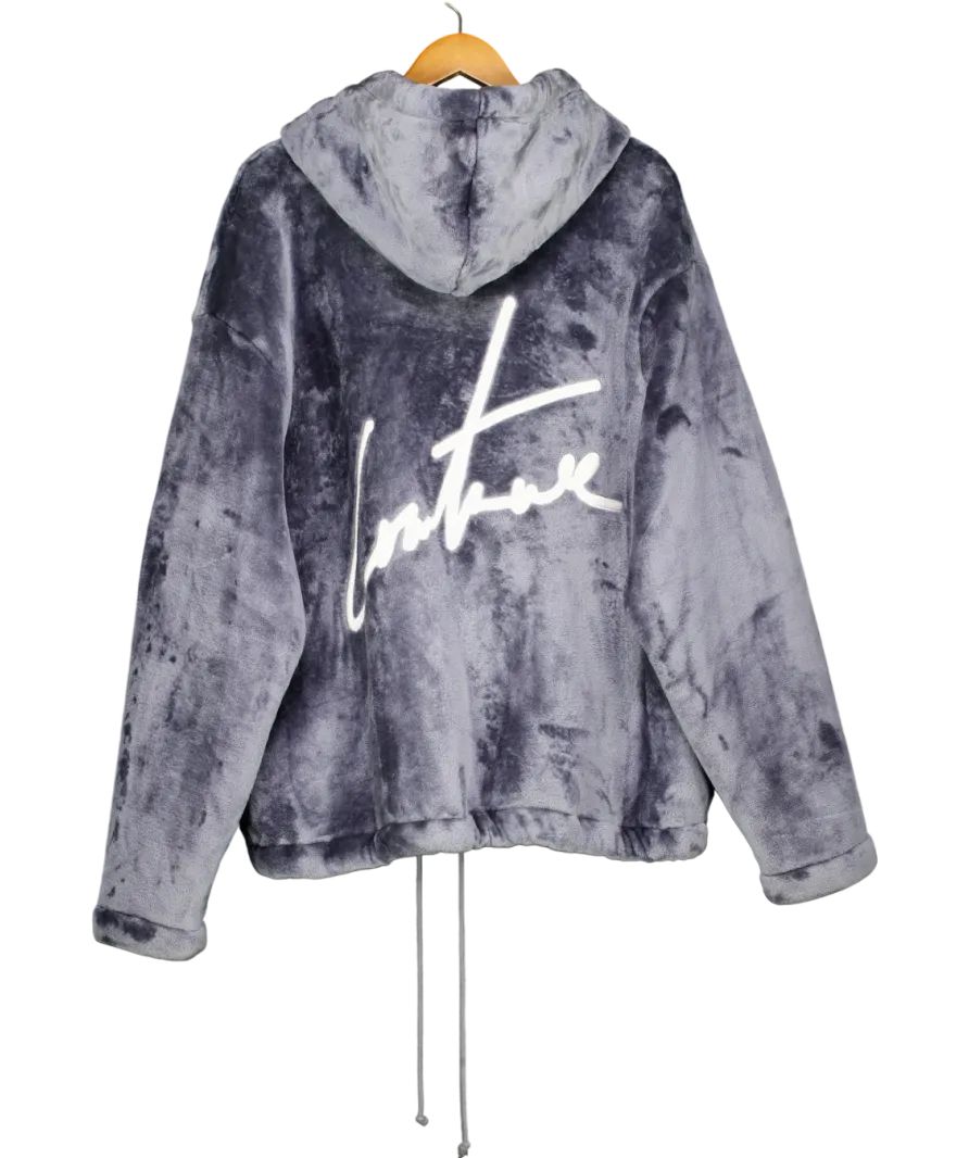 The Couture Club Blue Fur Applique logo Hooded Jacket UK M