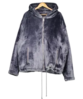 The Couture Club Blue Fur Applique logo Hooded Jacket UK M