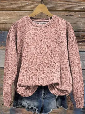 Vintage Floral Printed Casual Sweatshirt