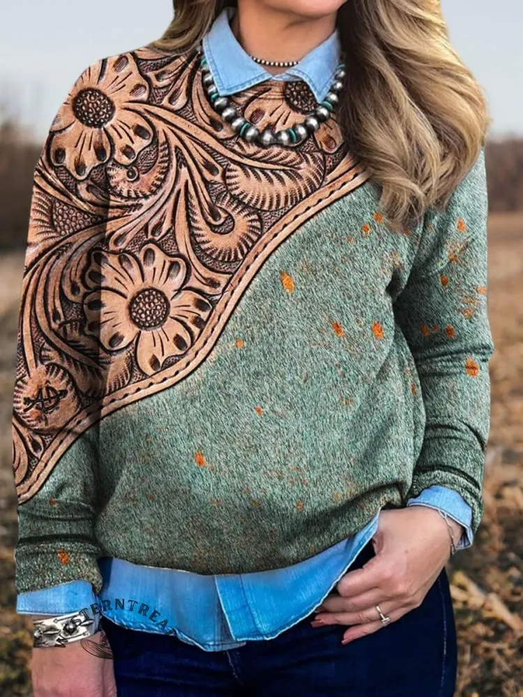 Vintage Printed Casual Sweatshirt