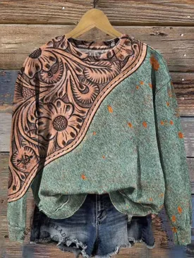 Vintage Printed Casual Sweatshirt