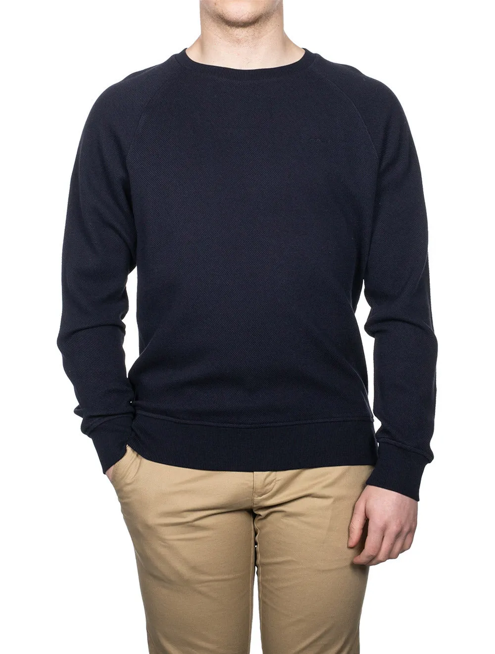 Waffle Crew Neck Sweatshirt Evening Blue