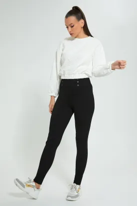 White Textured Sweatshirt