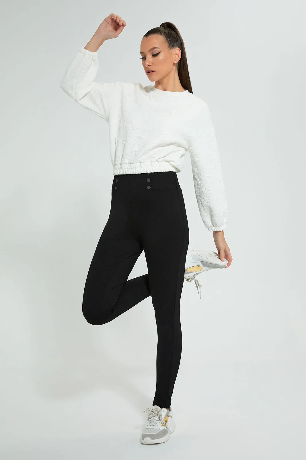 White Textured Sweatshirt