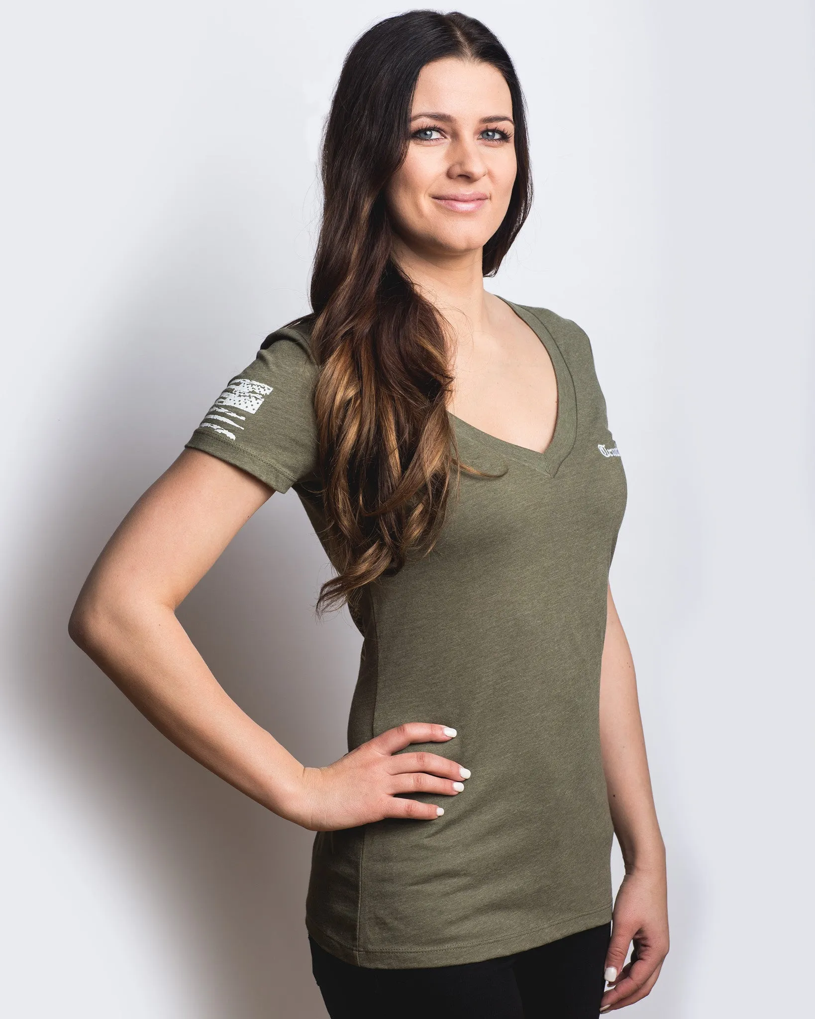 Women's Molon Labe Graphic V-Neck - Olive Drab Green