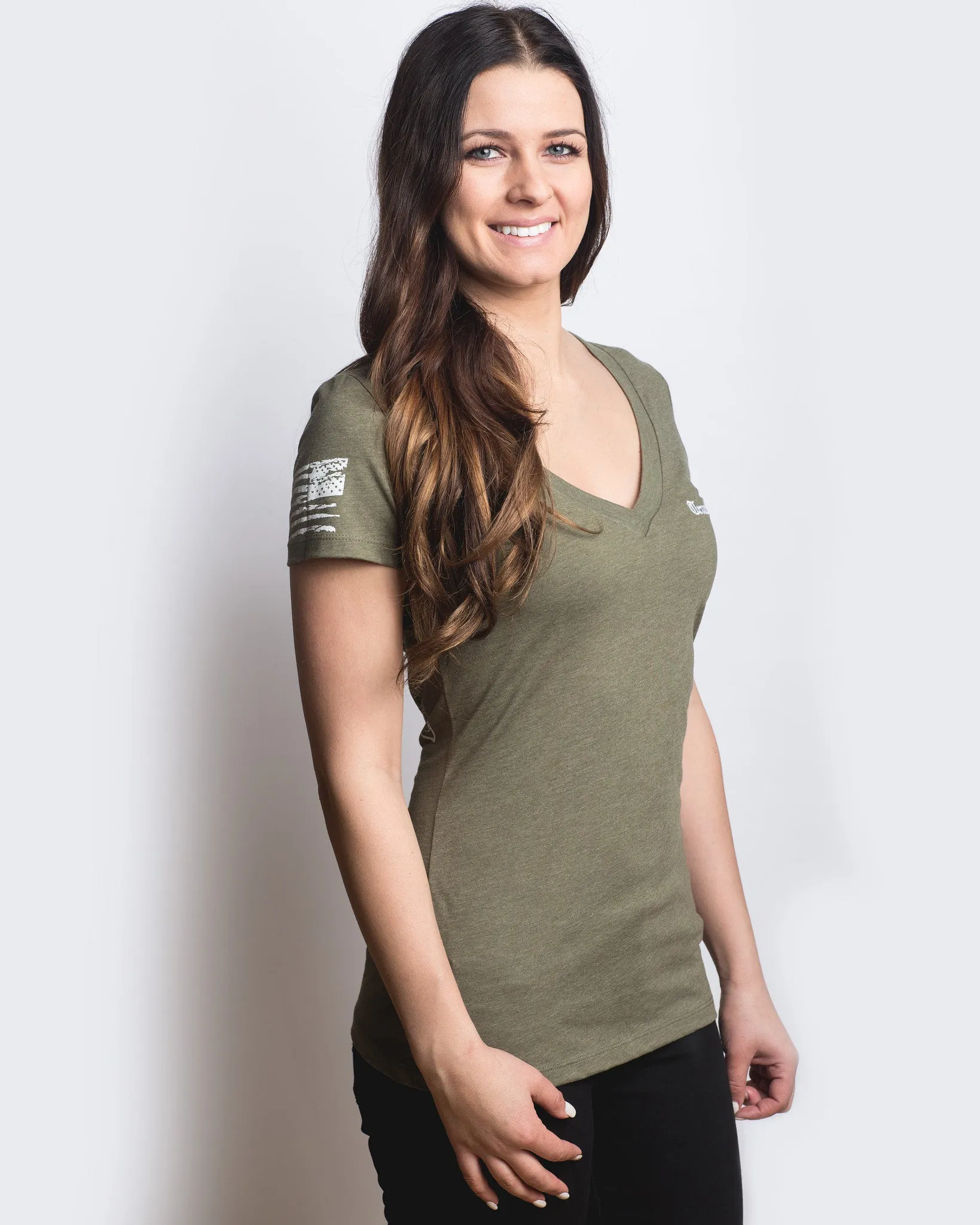 Women's Molon Labe Graphic V-Neck - Olive Drab Green