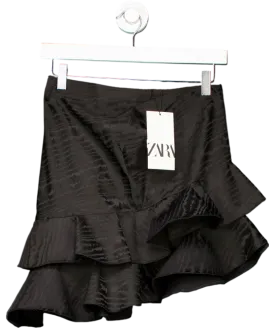 ZARA Black Asymmetric Ruffle Skirt UK S