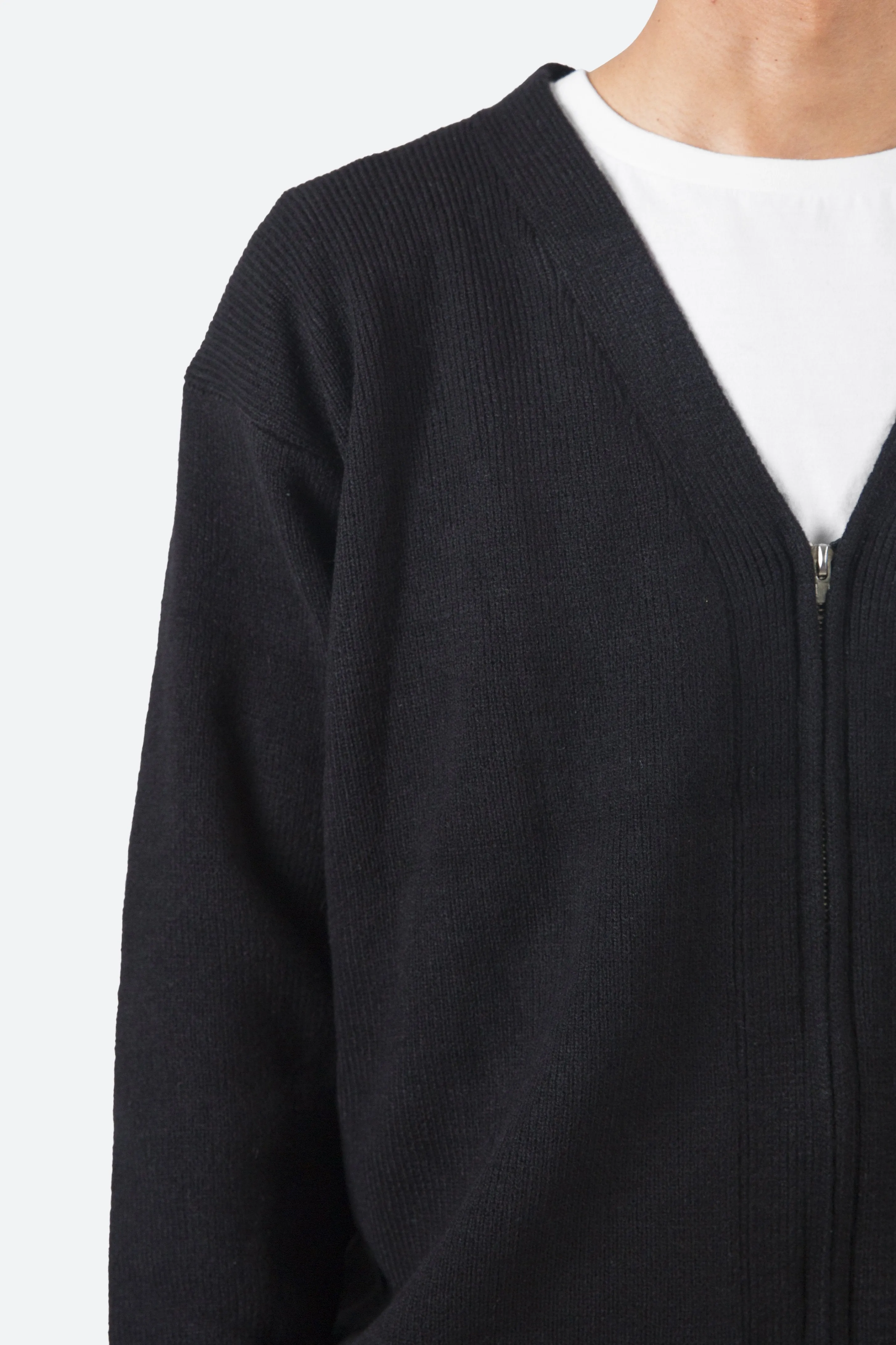 Zipper Cardigan - Black