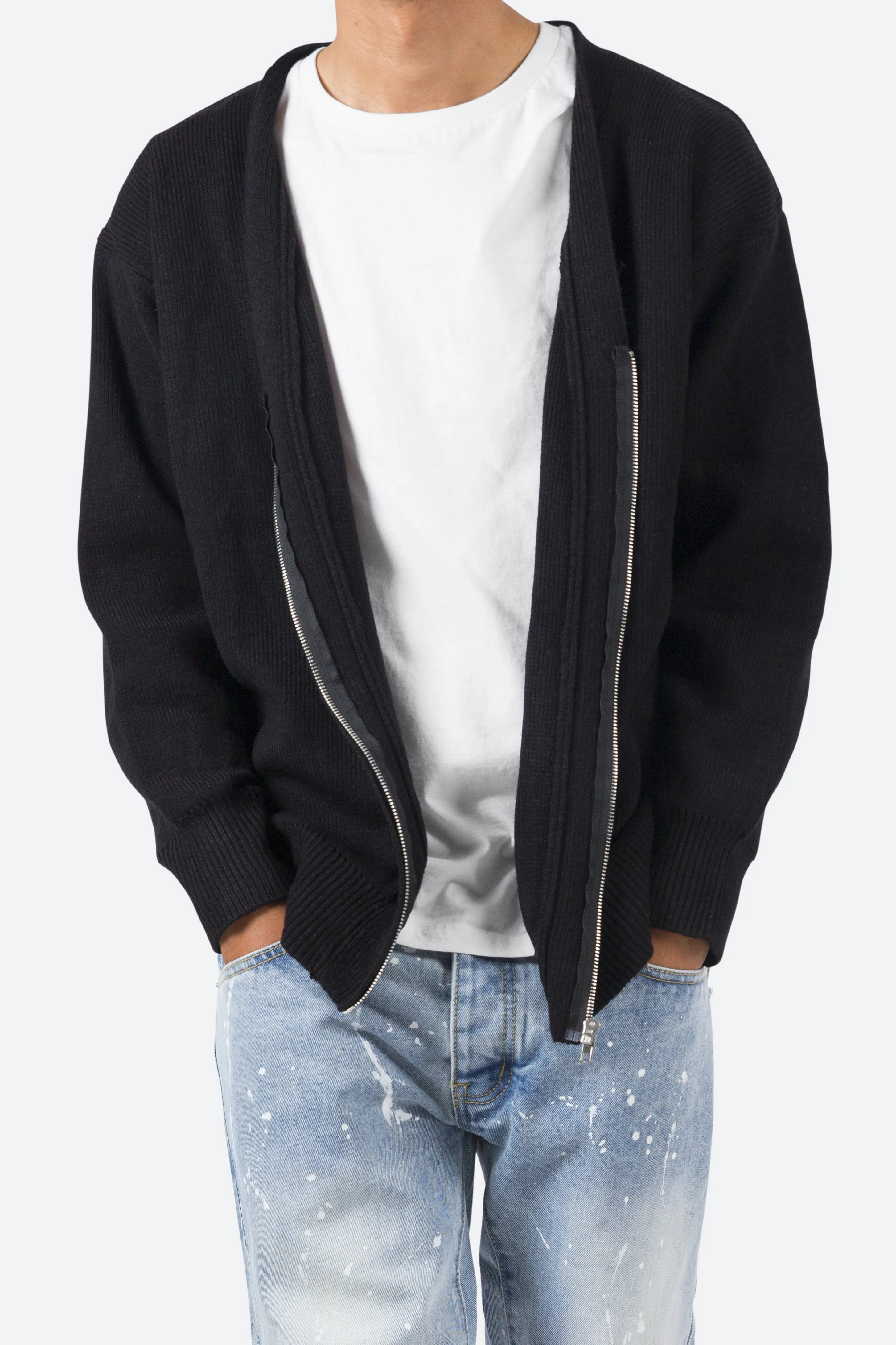 Zipper Cardigan - Black